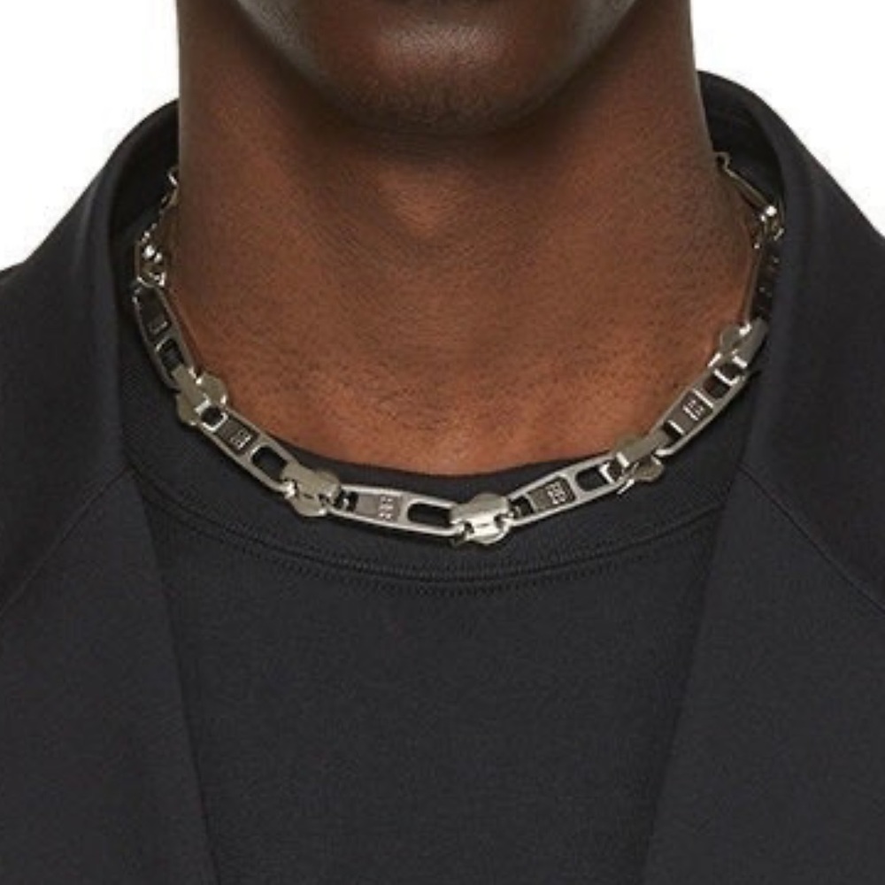 Antique Silver Zip Necklace BB Motif